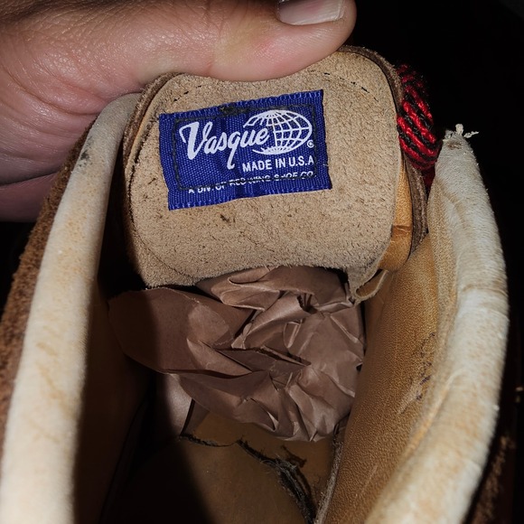 Vintage Vasque Made in USA Brown Suede Hiking Boots Vibram Sole Red Laces Sz 8.5 main image 8